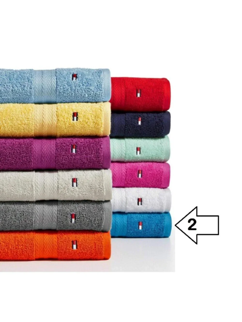 2 new SWEDISH BLUE Tommy Hilfiger Modern American 100% Cotton BATH Towels